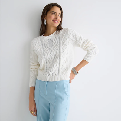 J crew popcorn cable knit sweater hot sale
